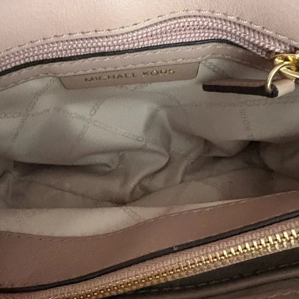 Michael Kors Rose Signature Coated Canvas Leather Whitney Shoulder Bag Chic